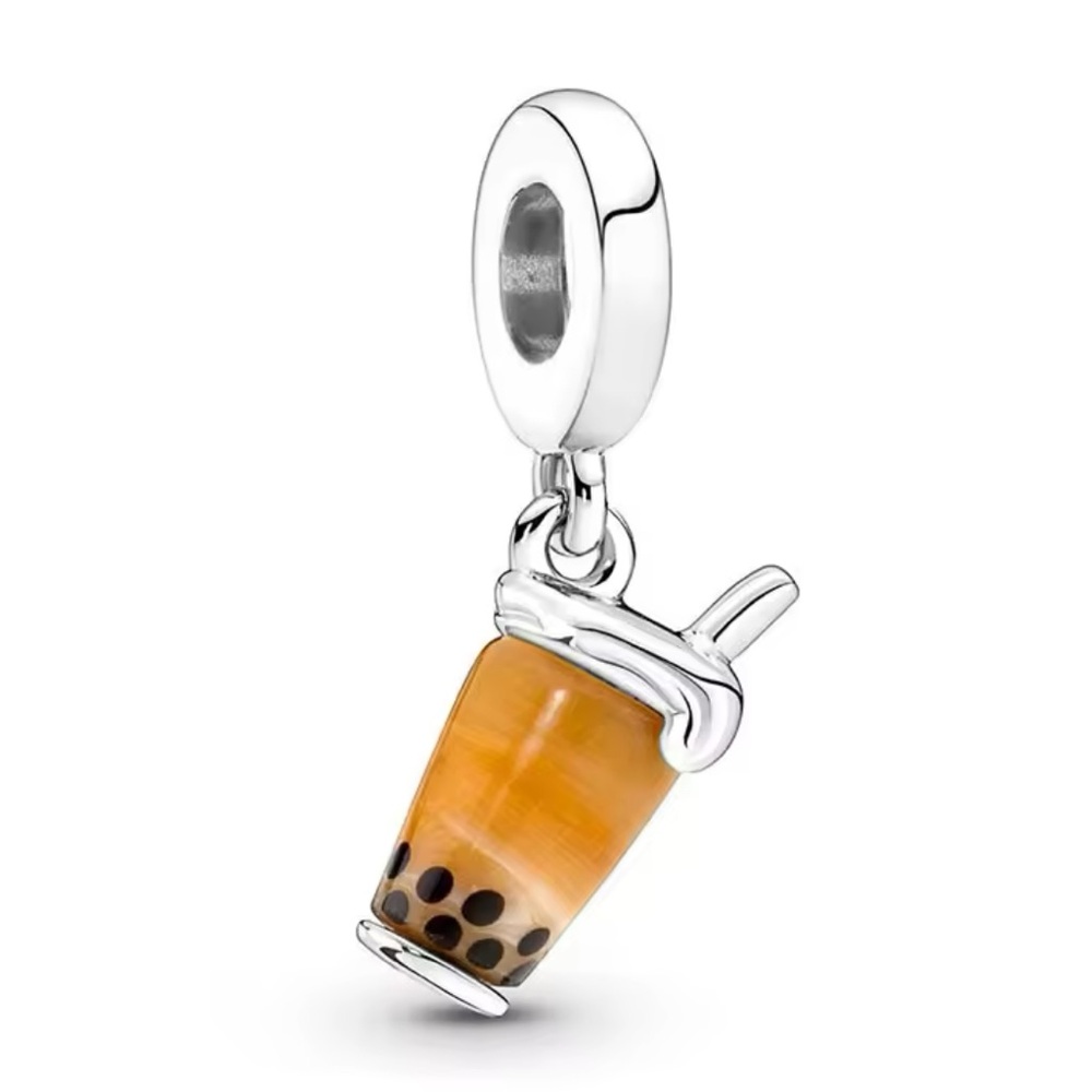 NWOT Murano Glass Bubble Boba Tea Dangle Charm Sterling Silver 925